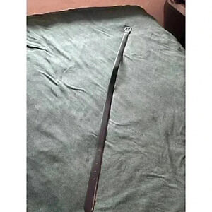 Calvin Klein black leather belt 42” x 1” wide brushed silver tone hardware